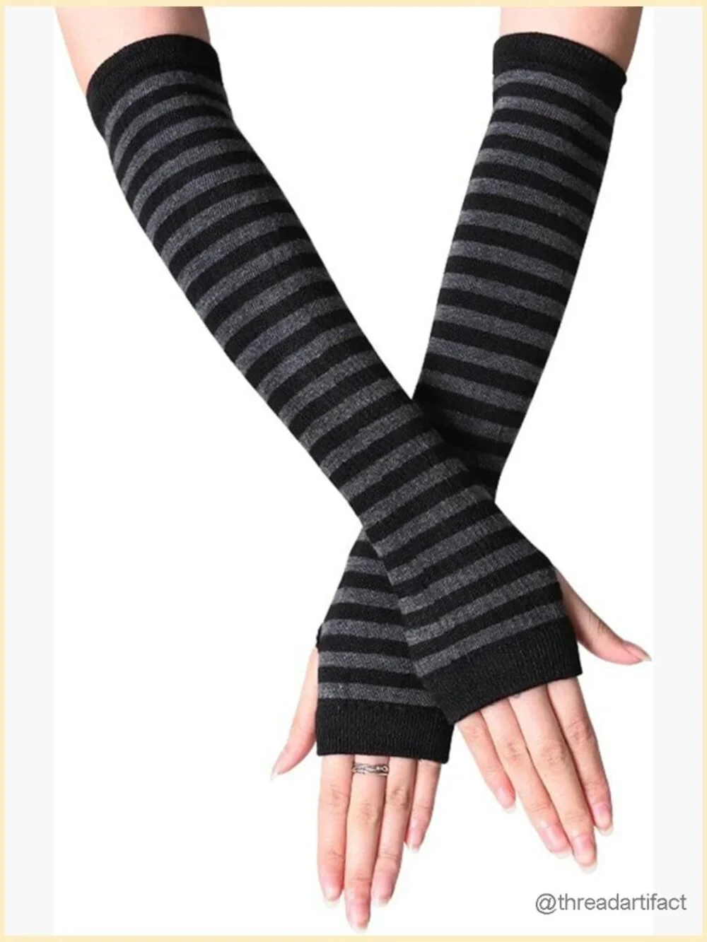 Women's Punk Gothic Fingerless Gloves Arm Warmers Knitted Long Wrist Warmers